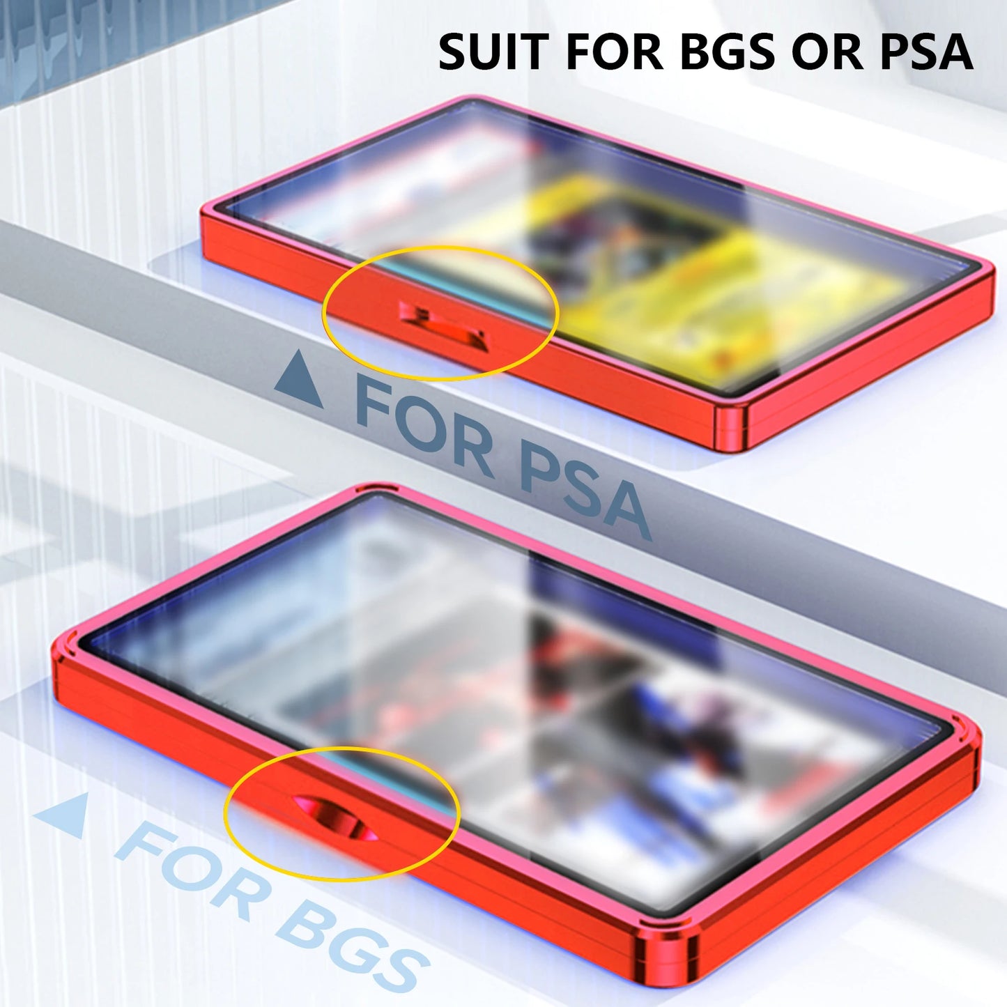 Aluminum Alloy Graded Cards Protector Case for PSA/CGC Slab, UV & Scratch Resistant Trading Card Magnetic Display Holder Box