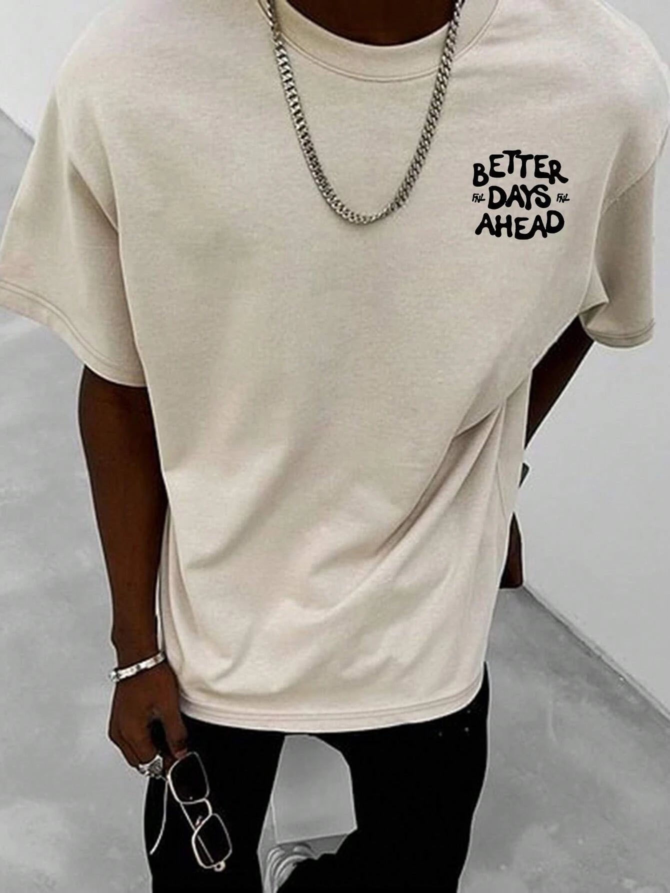 Better Days Ahead Men Cotton T-Shirt Luxury Brand Fashion Big Size Top Casual Short Sleeve Streetwear Classic New Arrival Tee